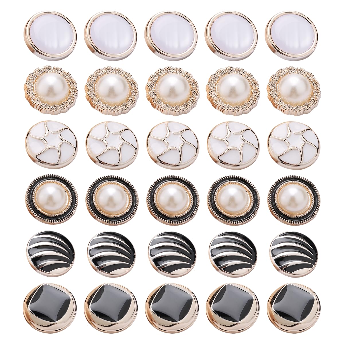 SANNIDHI 30pcs Shirt Button with Shank, Sew in Faux Pearl Buttons for Clothes Coat Jacket Sweater, Elegant 18mm 6 Designs Sewing Crafts Buttons Replacement SANNIDHI 30pcs Shirt Button with Shank, Sew in Faux Pearl Buttons for Clothes Coat Jacket Sweater, Elegant 18mm 6 Designs Sewing Crafts Buttons Replacement